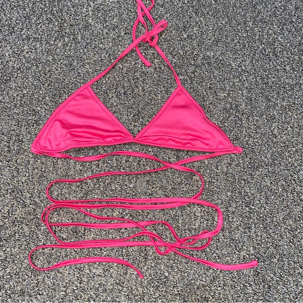 Bundle for $4!  Wrap Waist Barbie Hot Pink Bikini Top Extra Long String OS S/M - Picture 9 of 9